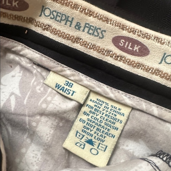 Joseph & Feiss 100% Silk Trousers | Black Dress Pants | Pleated | Men’s 38 - Picture 13 of 13